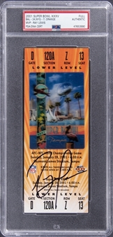 2001 Ray Lewis Signed Super Bowl XXV Full Ticket From Lewis MVP Performance - PSA Authentic, PSA/DNA Authentic